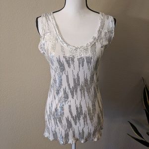DVF White Sequin Top Size S